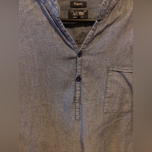 Armani Jeans TM Blue Men’s Authentic HalfButton Down Long Sleeve Shirt XL - Picture 5 of 14